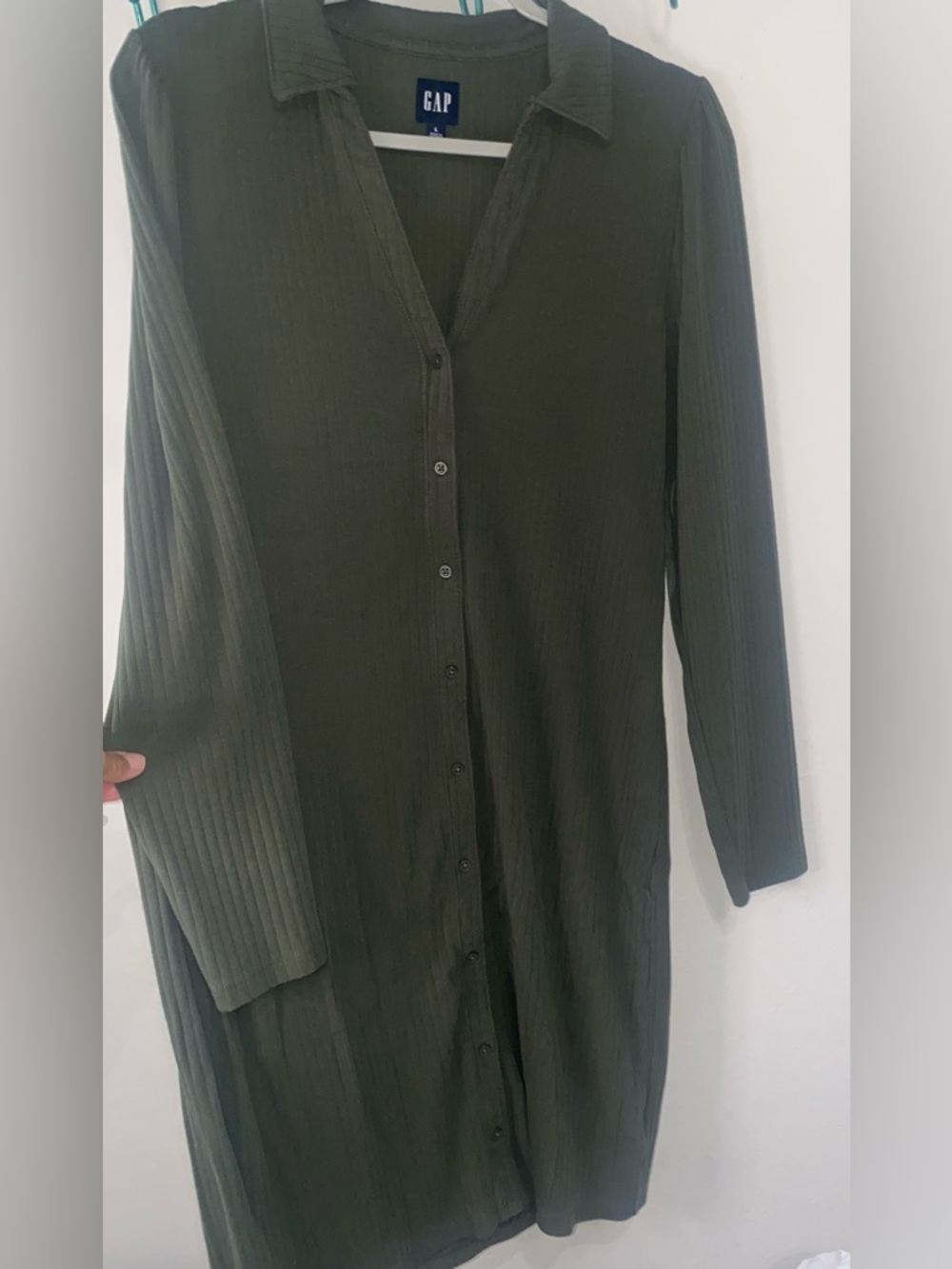 GAP RIBBED LONG SLEEVE MIDI DRESS